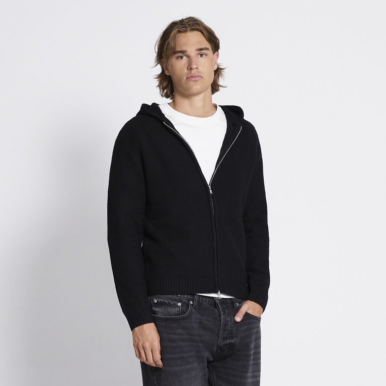 Knit zip hoodie "Sebastian" Black